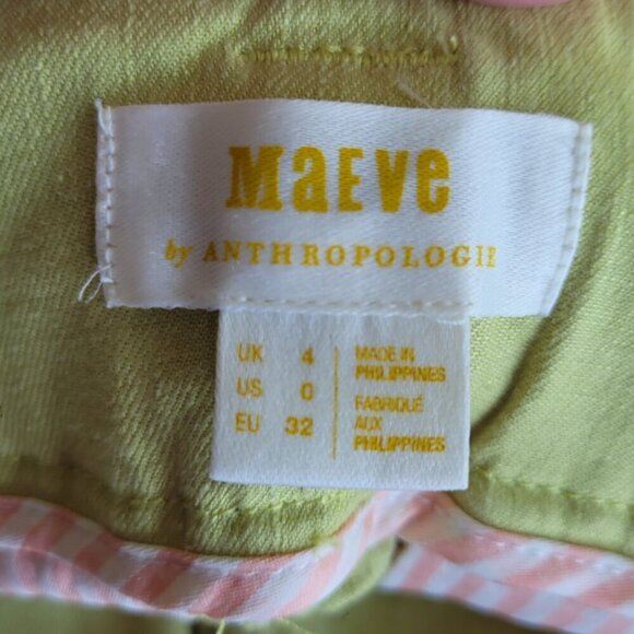 Linen Lightweight Lemon Lime Summer Trousers Anthropologie size 0 EUC - Picture 10 of 16